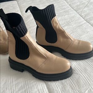 Chic Tan and Black Ankle Boots